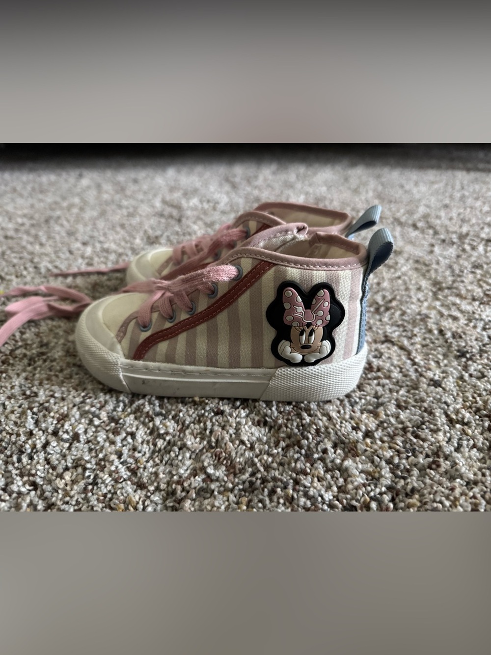Zara Pink Striped Minnie Mouse High-Top Sneakers